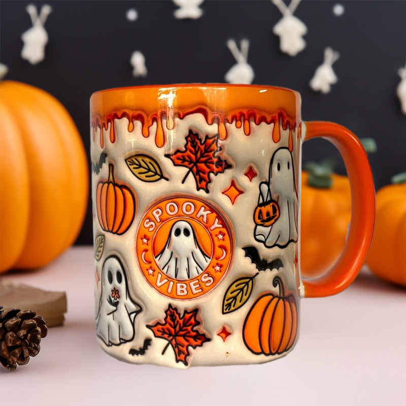 Pumpkin Coffee Cup With Ghost