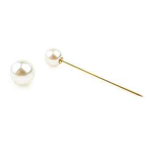 Women Vintage Pins Double Head Simulation Pearl Big Brooches, 5PCs