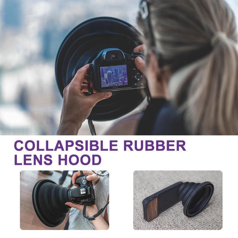 Flexible Telescopic lens hood for phone or camera