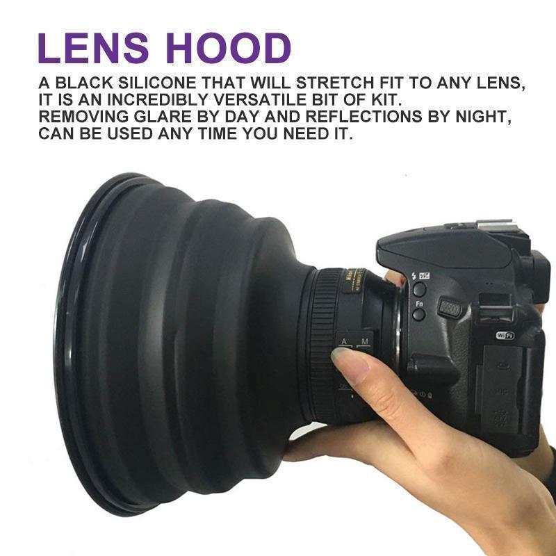 Flexible Telescopic lens hood for phone or camera