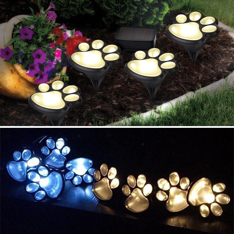 Solar-Powered Paw Print Lights Garden Lantern