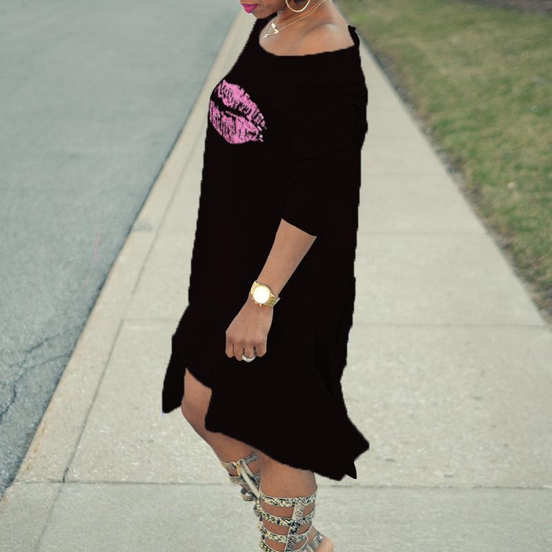 Lips Print T-shirt Dress