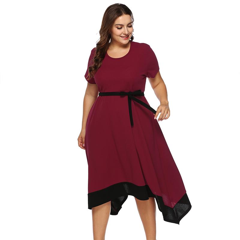 Plus Size Bow Belt Dress