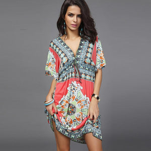 Summer V-Neck Printed Dress