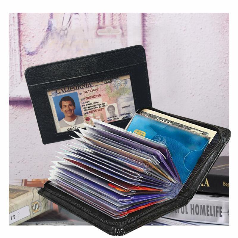 Black Leather Fraud Protector Card Case